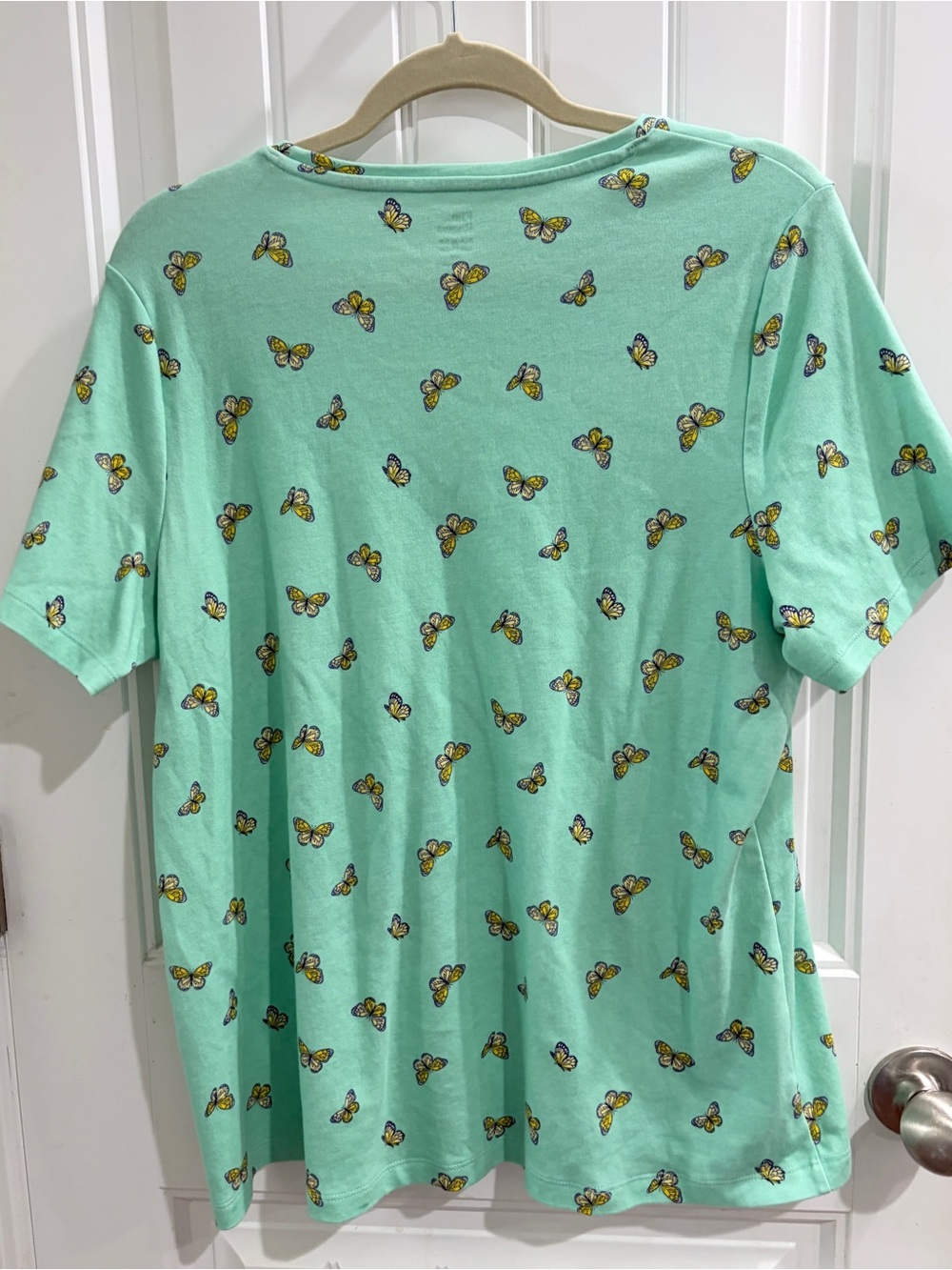 Kim Rogers “Perfectly Soft” Mint Green Butterfly Print Tee, XL - Picture 4 of 6